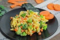 Scrambled Eggs with carrot and broccoli Royalty Free Stock Photo