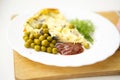scrambled eggs with green peas and dill Royalty Free Stock Photo