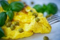 Scrambled eggs with green peas Royalty Free Stock Photo