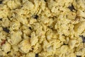 Scrambled eggs, omelet. Texture of omelet top view Royalty Free Stock Photo