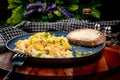 Scrambled eggs with onion and chives