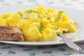 Scrambled eggs and toast. Royalty Free Stock Photo