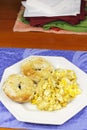 Scrambled Eggs and a Toasted Bagel Breakfast