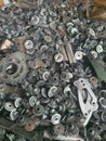 Scrap alumunium silver rubbish recyle much heavy grey nut   manufactur Royalty Free Stock Photo