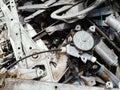 Scrap iron steel from the old car waiting to recycle. Royalty Free Stock Photo