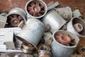Scrap metal in a container Royalty Free Stock Photo