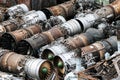 scrap metal dump. old aircraft parts. industry, scrap metal recyclin Royalty Free Stock Photo