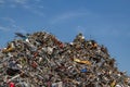 Scrap metal on a pile at a recycling junkyard. Royalty Free Stock Photo