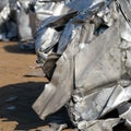 Scrap metal at a scrap yard in the port in Magdeburg Royalty Free Stock Photo