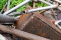 Scrap metal stack. Plumbing pipes, fittings and sheet metal. waste sorting and recycling Royalty Free Stock Photo