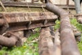 Scrap metal stack. Rusty and broken. Recycling and a clean environment