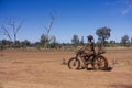 Scrap metal statue of stockman on motorbike on the Lake Dunn trail Royalty Free Stock Photo