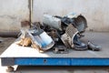 Scrap metal weighting Royalty Free Stock Photo