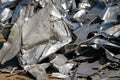 Scrap metal at a scrap yard in the port in Magdeburg Royalty Free Stock Photo