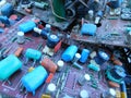 Scrap of old printed circuit boards from old electronics