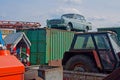 Scrap with old vehicles on scrap-heap Royalty Free Stock Photo