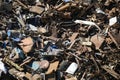 Scrap yard, close-up. Background of rusty scrap metal Royalty Free Stock Photo