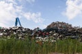 Scrap yard with crushed cars Royalty Free Stock Photo