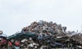 Scrap yard with crushed cars Royalty Free Stock Photo