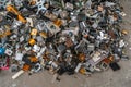 Scrap yard electronic waste for recycling with selective focus.