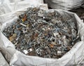 Scrap yard electronic waste for recycling with selective focus. electronic aluminium waste