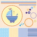 Scrapbook Baby shower Boy Set - design elements Royalty Free Stock Photo