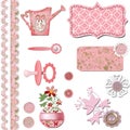 Scrapbook baby shower girl set design Royalty Free Stock Photo