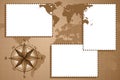 Scrapbook with compass rose and map world Royalty Free Stock Photo