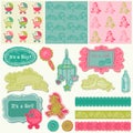 Scrapbook Design Elements - Baby Arrival Set Royalty Free Stock Photo