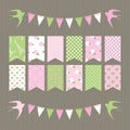 Scrapbook design elements set of bunting flags. Royalty Free Stock Photo