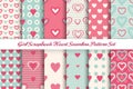 Scrapbook girl seamless pattern set Royalty Free Stock Photo