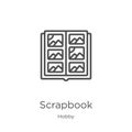 scrapbook icon vector from hobby collection. Thin line scrapbook outline icon vector illustration. Outline, thin line scrapbook Royalty Free Stock Photo