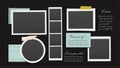 Scrapbook photo frame collage set layout. Vector illustration Royalty Free Stock Photo