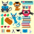 Scrapbook set school theme Royalty Free Stock Photo