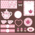 Scrapbook set for tea party Royalty Free Stock Photo