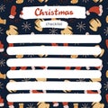 Scrapbook template of Christmas checklist for planner with blank to do before New year with hand drawn Illustration. Printable,