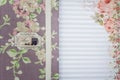 Scrapbooking holder for travel documents on floral paper Royalty Free Stock Photo