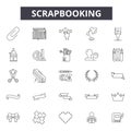 Scrapbooking line icons, signs, vector set, linear concept, outline illustration Royalty Free Stock Photo