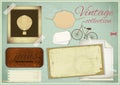 Scrapbooking set - old paper, photo fram