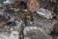 Scrapheap of car engine