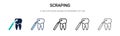 Scraping icon in filled, thin line, outline and stroke style. Vector illustration of two colored and black scraping vector icons