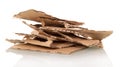 Scraps of cardboard close up isolated on white background Royalty Free Stock Photo