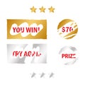 Scratch card elements. Win game lottery prize Royalty Free Stock Photo