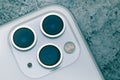 Scratch on iPhone11 Pro Max rear camera lens Royalty Free Stock Photo