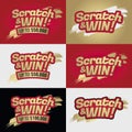 Scratch & win letters. Background scratching effect. For tickets