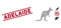 Scratched Adelaide Line Stamp with Mosaic Kangaroo Icon Royalty Free Stock Photo
