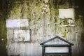 Scratched advertising wall with grunge sepia texture