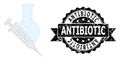 Scratched Antibiotic Ribbon Stamp and Mesh Wireframe Vaccine Labs