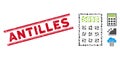 Scratched Antilles Line Stamp and Mosaic Book-Keeping Calculator Icon