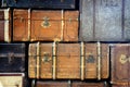 Scratched antique suitcases